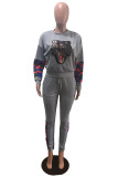 Grey Street Fashion adult Print Two Piece Suits Camouflage Patchwork Sequin Animal Prints penci