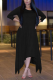 Black Sexy Solid Patchwork O Neck Irregular Dress Dresses