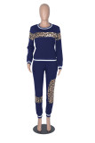 Colorful Blue Sexy Solid Patchwork O Neck Long Sleeve Two Pieces