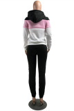 Red Fashion Casual Patchwork Basic Hooded Collar Long Sleeve Two Pieces