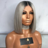 Silver Gray Fashion Solid Short Straight Hair Wigs