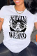 White Fashion Casual Print Basic O Neck T-Shirts