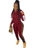 Black Casual Leopard Print Two Piece Suits Patchwork pencil Long Sleeve