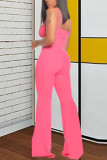 Yellow Polyester Fashion Sexy adult Ma'am Solid Two Piece Suits Loose Sleeveless Two Pieces