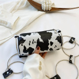 White Fashion Casual Print Chain Strap Crossbody Bag
