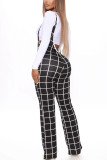 Black Work Daily Polyester Plaid Boot Cut Bottoms