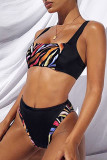 Zebra Sexy Print Backless Swimwears