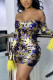 Yellow Sexy Mesh Perspective Long Sleeve Dress