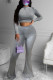 Grey Fashion Solid O Neck Long Sleeve Two Pieces