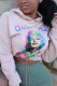 Pink British Style Print Hooded Collar Mid Waist Tops