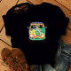 Black Casual Print Patchwork O Neck Tops