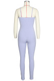 Pink Fashion Sexy Patchwork bandage Hollow Solid Sleeveless Slip Jumpsuits