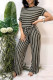 Army Green Polyester Sexy Striped Print Stripe Plus Size