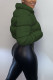 Dark Green Casual Solid Tie-dye Mandarin Collar Outerwear