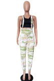 Pink Casual Print Regular Mid Waist Pencil Bottoms