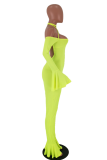 Orange Sexy Fashion stringy selvedge Backless bandage Solid Draped Long Sleeve Hanging neck 