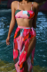 Pink Sexy Print Split Joint Swimwears Three Pieces