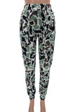 Camouflage Casual Print Camouflage Print Without Belt Regular Mid Waist Pencil Bottoms