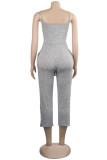 Light Gray Sexy Casual Solid Basic Spaghetti Strap Regular Jumpsuits
