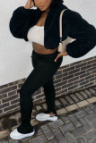 Black Fashion Casual Solid Cardigan Outerwear