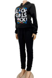 Red Casual Print Patchwork Hooded Collar Long Sleeve Two Pieces