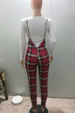 Green Fashion Casual Plaid Print Basic O Neck Long Sleeve Two Pieces