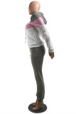 Red Fashion Casual Patchwork Basic Hooded Collar Long Sleeve Two Pieces