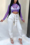 Red Fashion Sexy Solid Patchwork See-through O Neck Tops