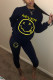 Black Sportswear Print O Neck Long Sleeve Two Pieces