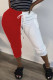 Red Fashion Street Adult Cotton Patchwork Solid Split Joint Straight Bottoms