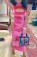 Rose Red Sexy Solid Hollowed Out O Neck Sleeveless Dress Dresses