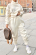 White Sexy Solid Patchwork Turtleneck Long Sleeve Two Pieces