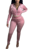Pink Polyester Fashion adult Ma'am OL Patchwork Solid Two Piece Suits pencil Long Sleeve Two Pieces