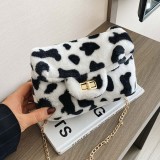 Black Fashion Casual Print Chain Strap Crossbody Bag