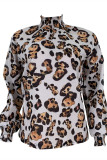 Green Fashion Casual Print Basic Turtleneck Tops