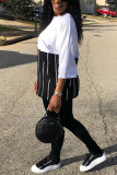 Black Fashion Casual Patchwork Patchwork O Neck Long Sleeve Two Pieces