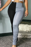 Grey Casual Solid Split Joint Skinny High Waist Pencil Bottoms