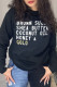 Black Fashion Casual Letter Print Basic O Neck Tops
