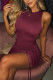 Wine Red Fashion Sexy Solid Draw String Strap Design O Neck Vest Dress