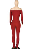 Black Fashion Sexy Adult Polyester Solid Split Joint Bateau Neck Skinny Jumpsuits