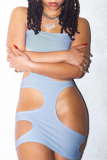 Grey Sexy Solid Hollowed Out Off the Shoulder Dresses