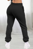 Black Sportswear Solid Loose High Waist Bottoms