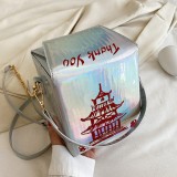 Silver Fashion Casual Letter Print Crossbody Bag