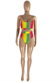 Colour Fashion Sexy Print Backless Swimwears