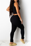 Yellow Casual Sportswear Solid Vests Pants O Neck Sleeveless Two Pieces