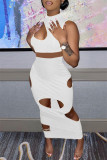 Black Fashion Sexy Solid Hollowed Out Half A Turtleneck Sleeveless Two Pieces
