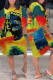 Yellow Fashion Casual Print Tie-dye O Neck Short Sleeve Dress