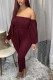 Wine Red Fashion Sexy Solid Frenulum Pants With Belt Bateau Neck Skinny Jumpsuits