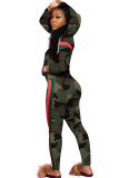 Camouflage Sexy Two Piece Suits Patchwork Camouflage pencil Long Sleeve Two-piece Pants Set