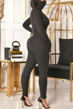 Red Casual Solid Without Belt O Neck Regular Jumpsuits